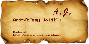 Andrássy Jolán névjegykártya