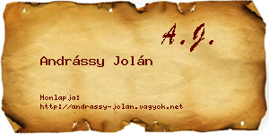 Andrássy Jolán névjegykártya