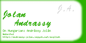 jolan andrassy business card